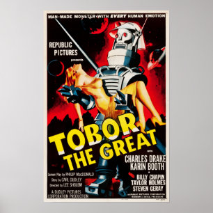 Tobor Le Grand Robots De Sci Fi Retro Poster
