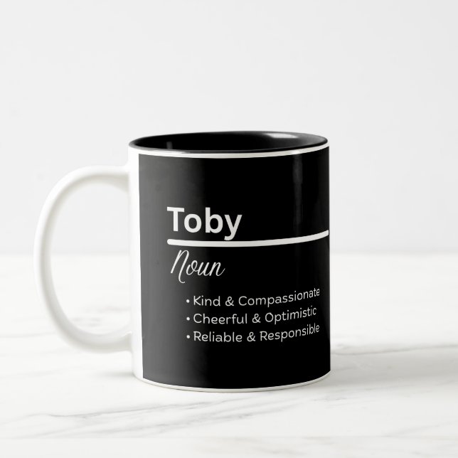 Toby Boy Name Definition Personalized Mug Zweifarbige Tasse (Links)