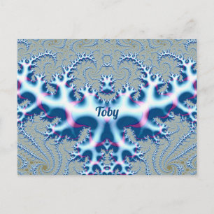 TOBY ~ Icy White and Blue 3D Fraktal Design ~ Postkarte