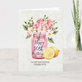 Tochter 50. Geburtstag Jar Pink Blume Gruß Karte