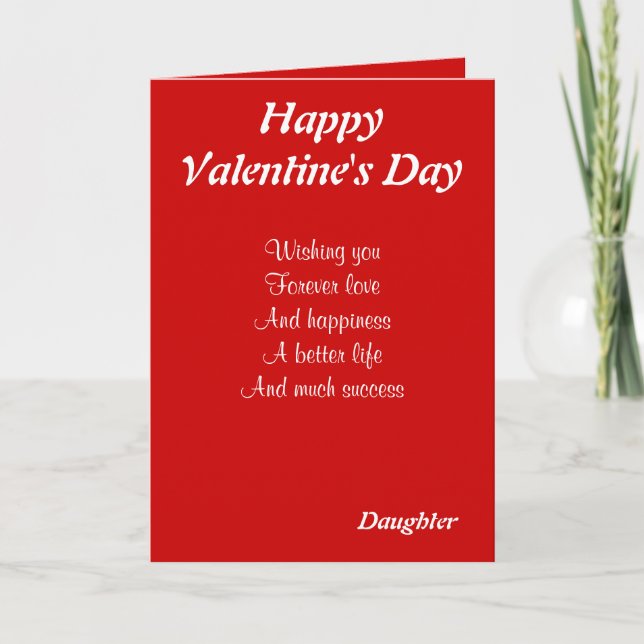 Tochter am Valentinstag Feiertagskarte (Vorderseite)