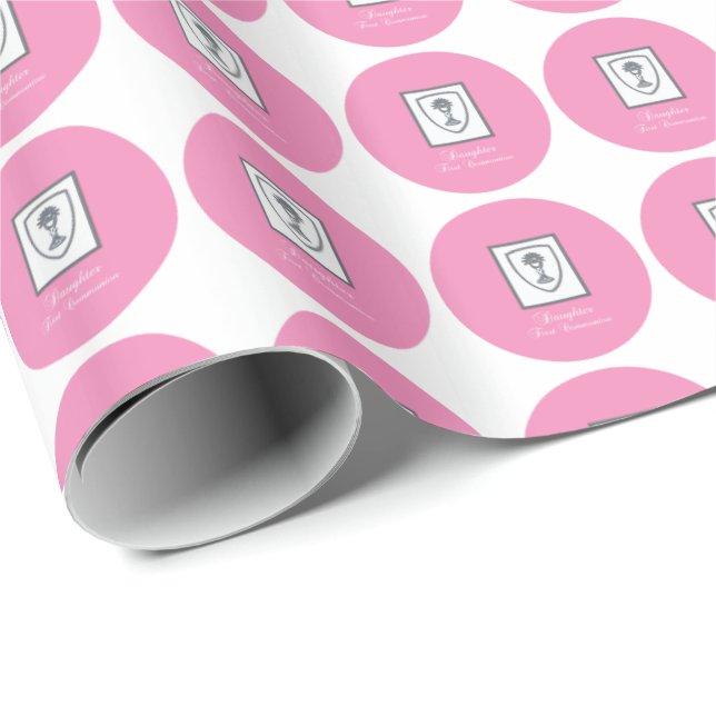 Tochter, Erste Kommune Silver Chalice Geschenkpapier (Rolleneckpunkt)