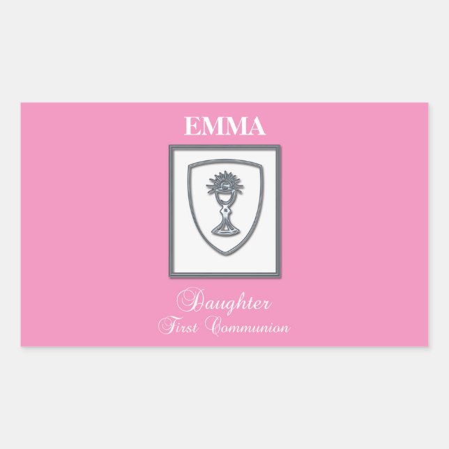 Tochter, Erste Kommune Silver Chalice Rechteckiger Aufkleber (Vorderseite)