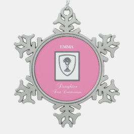 Tochter, Erste Kommune Silver Chalice Schneeflocken Zinn-Ornament