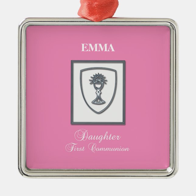 Tochter, Erste Kommune Silver Chalice Silbernes Ornament (Vorne)