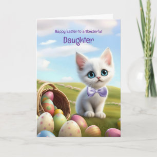 Tochter Frohe Ostern mit süßem weißen Kätzchen Karte