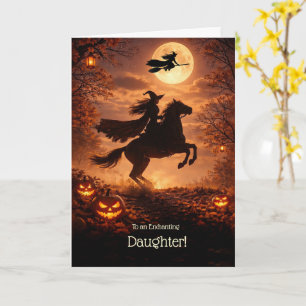 Tochter Frohes Halloween mit Hexen Pferd Karte