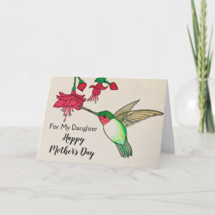 Tochter für Muttertag Hummingbird Art Card Karte