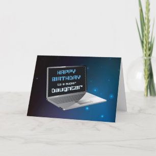 Tochter Geburtstag mit Computer Karte