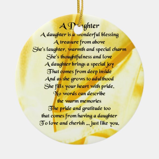 Tochter-Gedicht - gelbe Seide Keramik Ornament (Vorne)