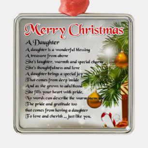 Tochter-Gedicht - Weihnachtsbild Silbernes Ornament