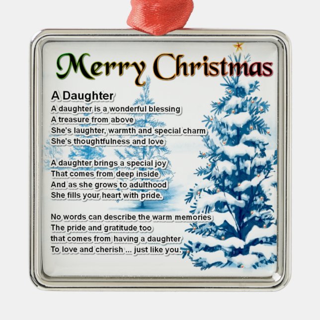 Tochter-Gedicht - Weihnachtsentwurf Ornament Aus Metall (Vorne)