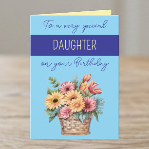 Tochter Gerbera blau gelb Geburtstag Karte