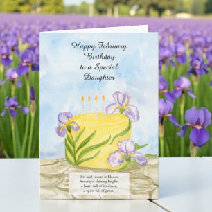 Tochter Glücklicher Februar Iris Geburtstagskuchen Karte