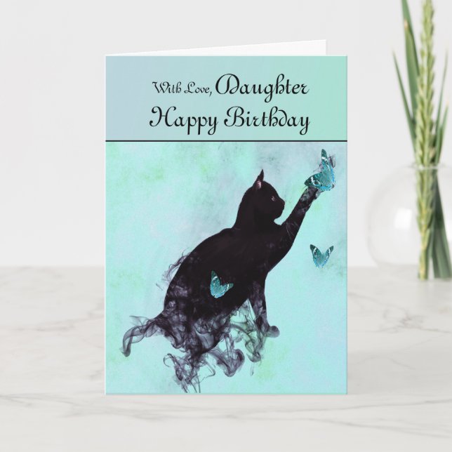 Tochter / Happy Birthday - Katze Silhouette Karte (Vorderseite)