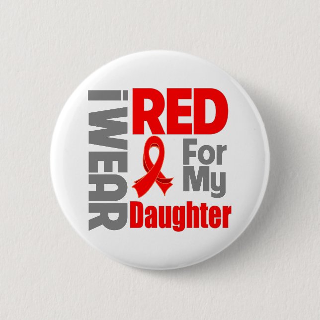 Tochter - Ich trage Red Ribbon Button (Vorderseite)