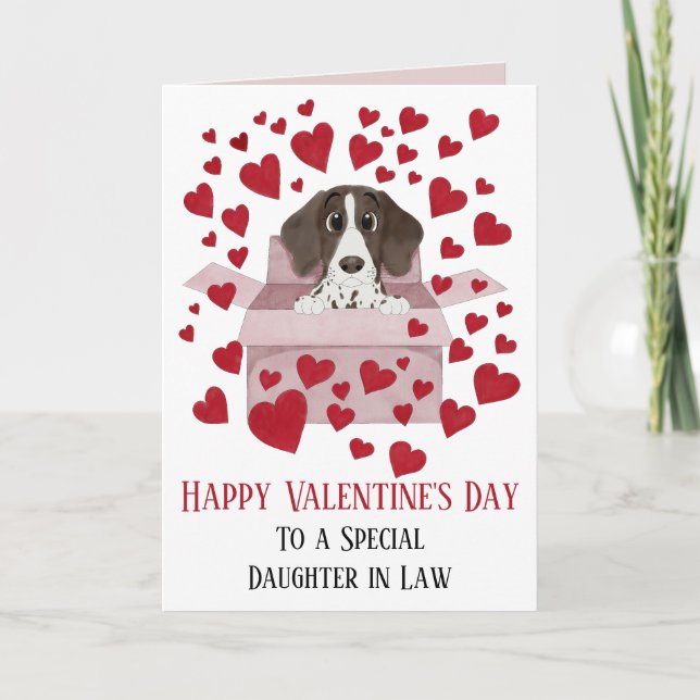 Tochter im Gesetz Welpe in Box Valentine Karte (Vorderseite)