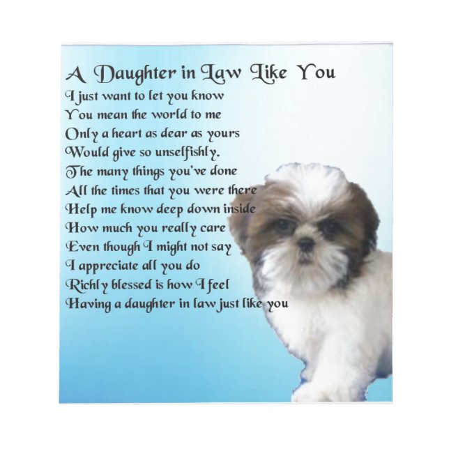 Tochter in Jurygedicht - Shih-Tzu Design Notizblock (Vorderseite)