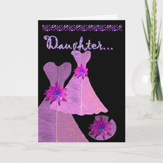 TOCHTER - Juniorbrautjungfern-Einladung ROSA Kleid Einladung (Vorderseite)