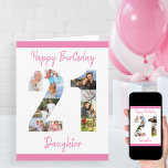 Tochter Nummer 21 FotoCollage Big 21. Geburtstag Karte<br><div class="desc">Personalisieren Sie diese große 21. Geburtstagskarte mit bis zu 10 verschiedenen Fotografien. Die Nummer 21 Foto Collage ist eine durchdachte Methode, um eine Geburtstagskarte mit einer einzigartigen und besonderen Qualität zu erhalten. Sie ist für Ihre Tochter konzipiert (obwohl 'Tochter' auf einen Namen oder was auch immer Sie gewollt haben). Die...</div>