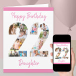 Tochter Nummer 22 FotoCollage Big 22. Geburtstag Karte<br><div class="desc">Personalisieren Sie diese große 22. Geburtstagskarte mit bis zu 12 verschiedenen Fotos. Die Nummer 22 Foto Collage ist eine durchdachte Methode, um eine Geburtstagskarte mit einer einzigartigen und besonderen Qualität zu erhalten. Sie ist für Ihre Tochter konzipiert (obwohl 'Tochter' auf einen Namen oder was auch immer Sie gewollt haben). Die...</div>