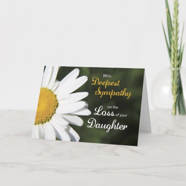 Tochter, religiöses Beileid, weißes Daisy Karte (Vorderseite)