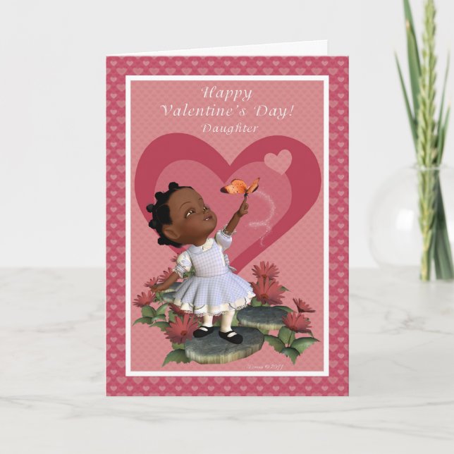 Tochter-Schmetterlings-Mädchen-Valentinstag-Karte Feiertagskarte (Vorderseite)