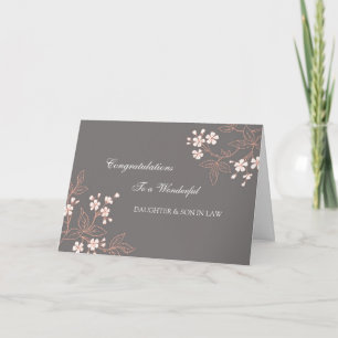 Töchter & Sohn im Gesetz Hochzeit Glückwunsch Grau Karte