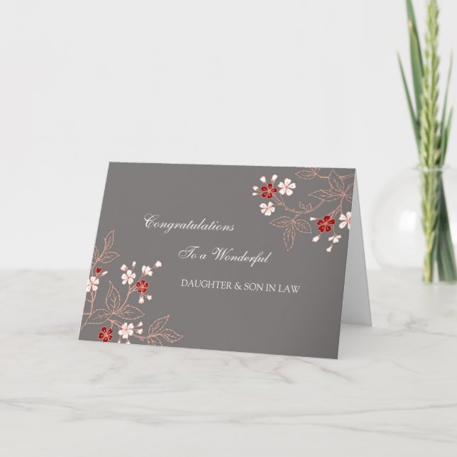 Töchter & Sohn im Gesetz Hochzeit Glückwunsch Grau Karte (Vorderseite)