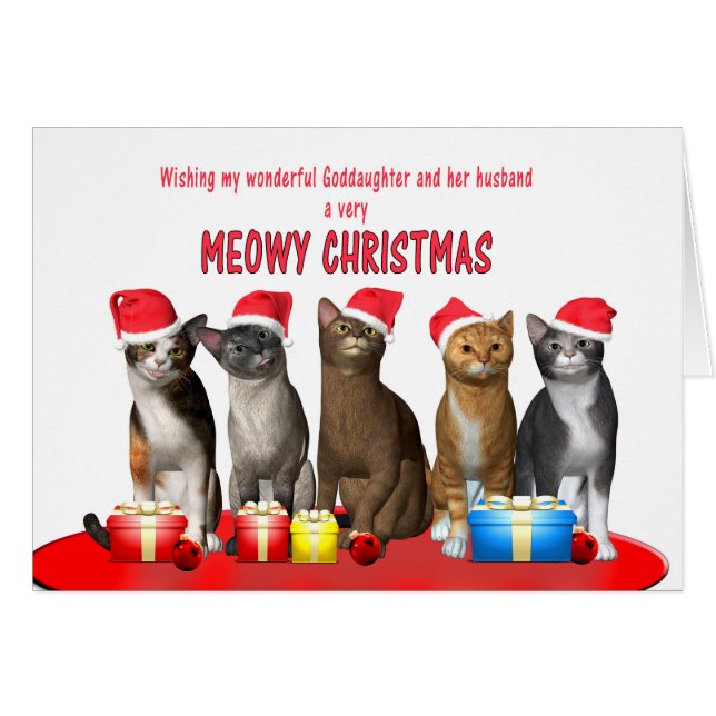 Tochter und Mann, Katzen in Weihnachtshütten (Vorderseite (Horizontal))