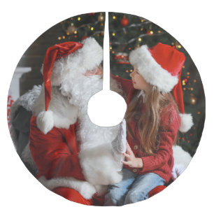 Tochter und Santa Foto Christmas Polyester Weihnachtsbaumdecke