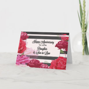 Töchter- und Schwiegersohn-Hochzeitstag Rosen Karte