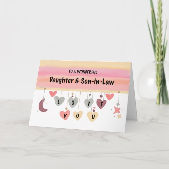 Tochter und Sohn im Gesetz Valentine Liebe Hearts  Karte (Vorderseite)