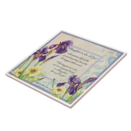 Tochter von Law Kalligrafie Gedicht Iris Watercolo Fliese