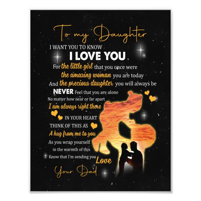Tochtergeschenk |Brief an meine Tochter Liebe aus  Fotodruck (Vorne)