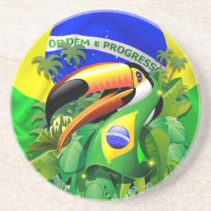 Toco Toucan mit brasilianischer Flagge Getränkeuntersetzer