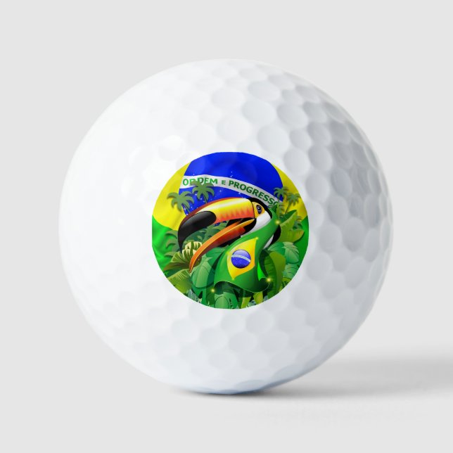 Toco Toucan mit brasilianischer Flagge Golfball (Vorderseite)