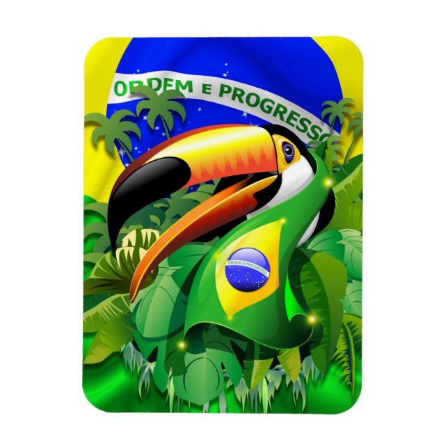 Toco Toucan mit brasilianischer Flagge Magnet (Vertikal)