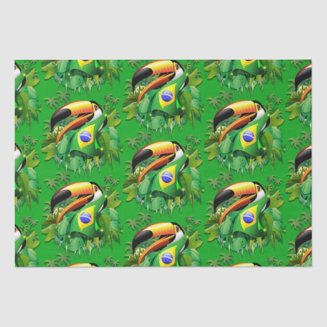 Toco Toucan mit brasilianischer Flagge Seidenpapier (Vorderseite)