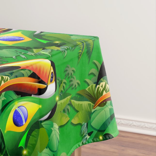 Toco Toucan mit brasilianischer Flagge Tischdecke (Beispiel)