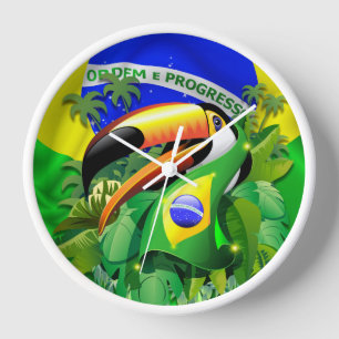 Toco Toucan mit brasilianischer Flagge Uhr
