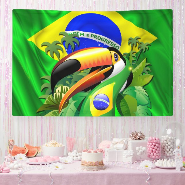 Toco Toucan mit Brasilien Flag Krawatte Banner (Party)