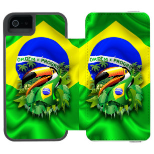 Toco Toucan mit Brasilien Flag Krawatte Incipio Watson™ iPhone 5 Geldbörsen Hülle