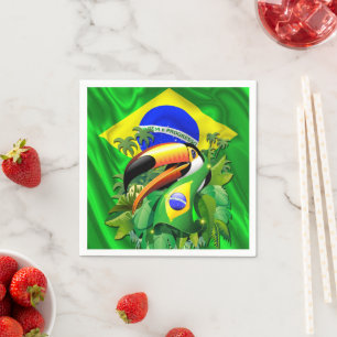Toco Toucan mit Brasilien Flag Krawatte Serviette