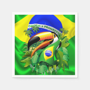 Toco Toucan mit Brasilien FlagPaper_Cocktail_Napki Serviette