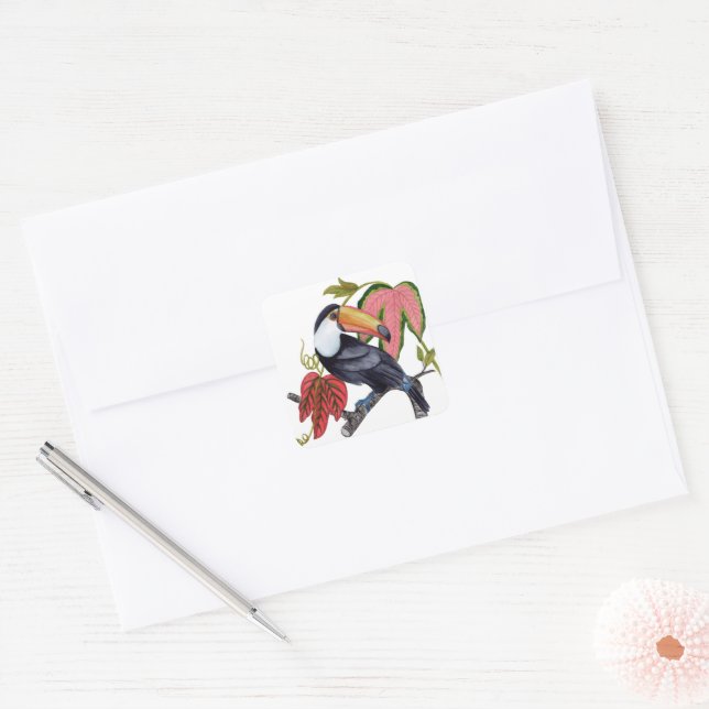 Toco Toucan Quadratischer Aufkleber (Umschlag)