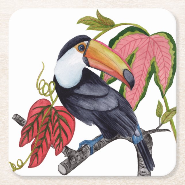 Toco Toucan Rechteckiger Pappuntersetzer (Vorderseite)