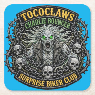 TOCOCLAWS Charlie Bouncer Surprise Biker Club Unte Rechteckiger Pappuntersetzer