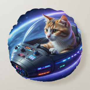 TOCOCLAWS Galaktischer Pilot: Space Cat Runde Akze Rundes Kissen