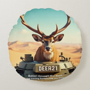 TOCOCLAWS Lustiger Jagd-Humor: Hirsch in Militär- Rundes Kissen